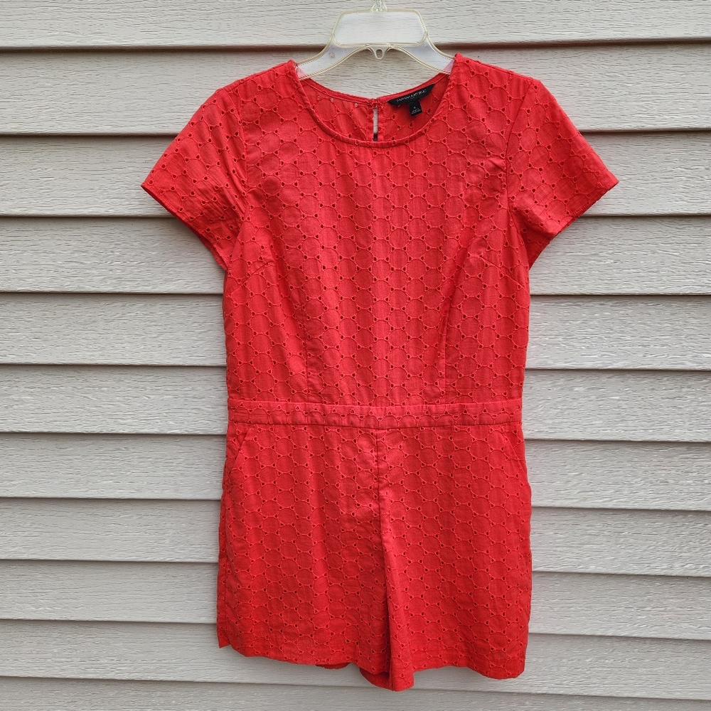 Banana Republic Vibrant Red Coral Eyelet Dress Romper Pantsuit - Picture 13 of 13